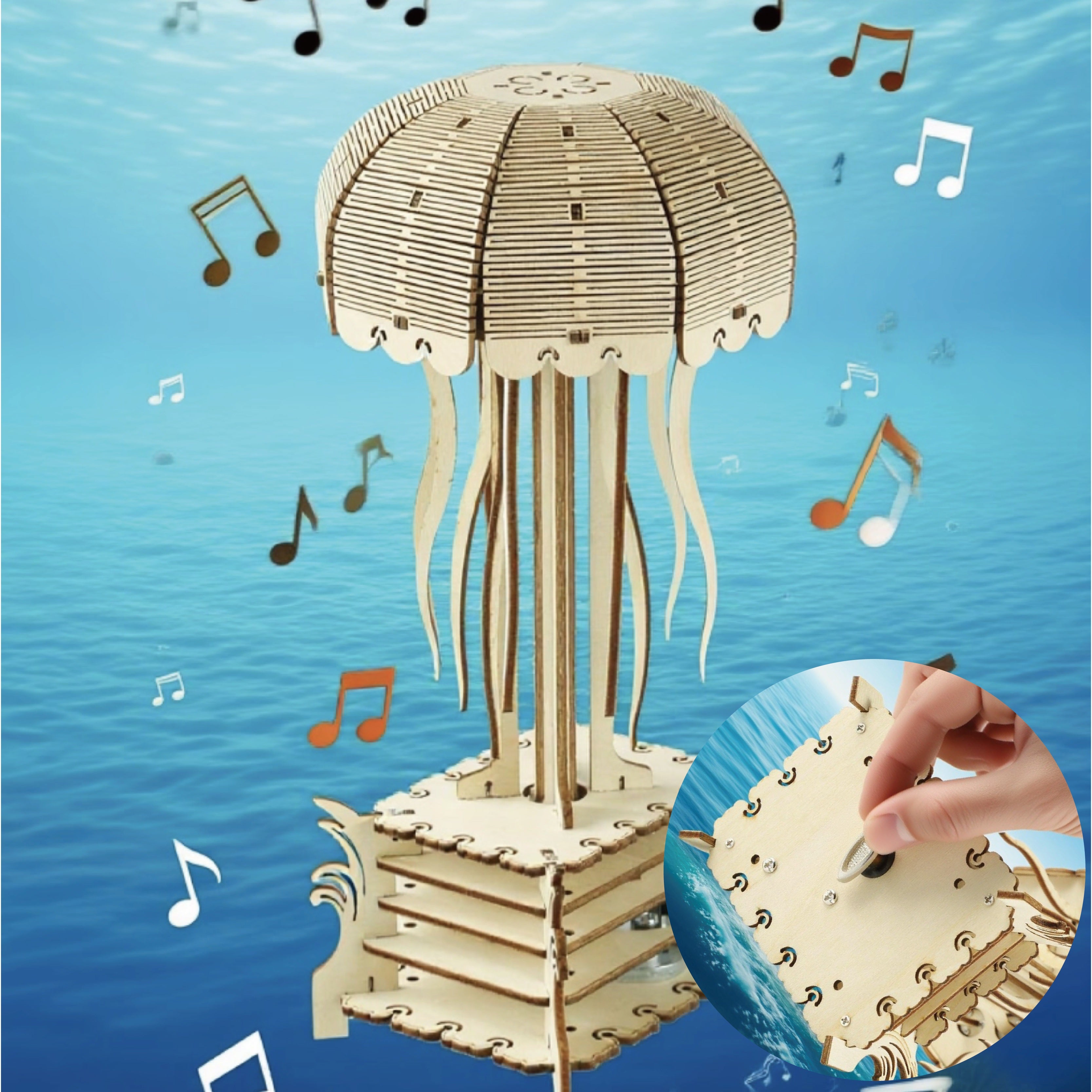 Wooden 3D Puzzle Jellyfish Model Assembly Kit