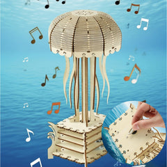 Wooden 3D Puzzle Jellyfish Model Assembly Kit