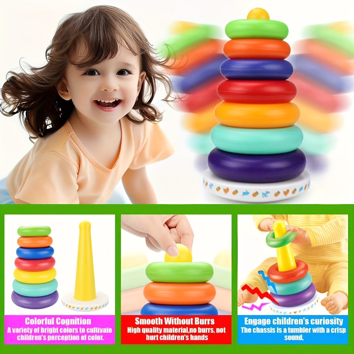 Interactive Sensory Stacking Toy for Ages 0+ with Music & Sounds