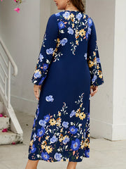  Floral Print Long Sleeve Maxi Dress