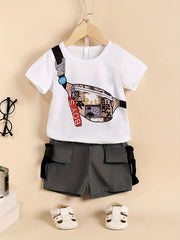 Boys Graphic T-shirt & Shorts Set for Summer