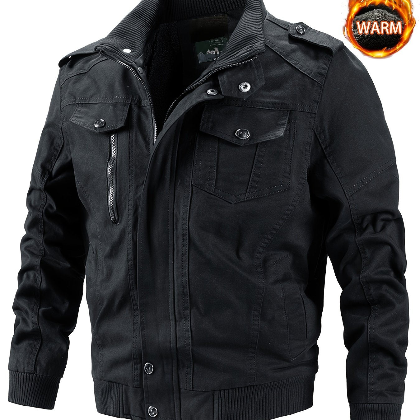 Men's Fleece Jacket Stand Collar Warm Winter Coat