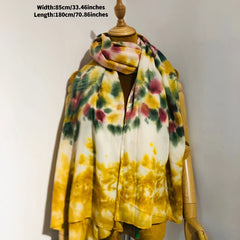 Long Scarf Purple Yellow Cotton Tie Dye Shawl Warm Wrap Windproof