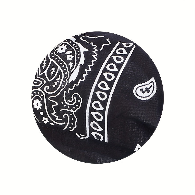 Paisley Print Turban Cap Ramadan Head Wrap Bandana Lace Up Hijab Hat