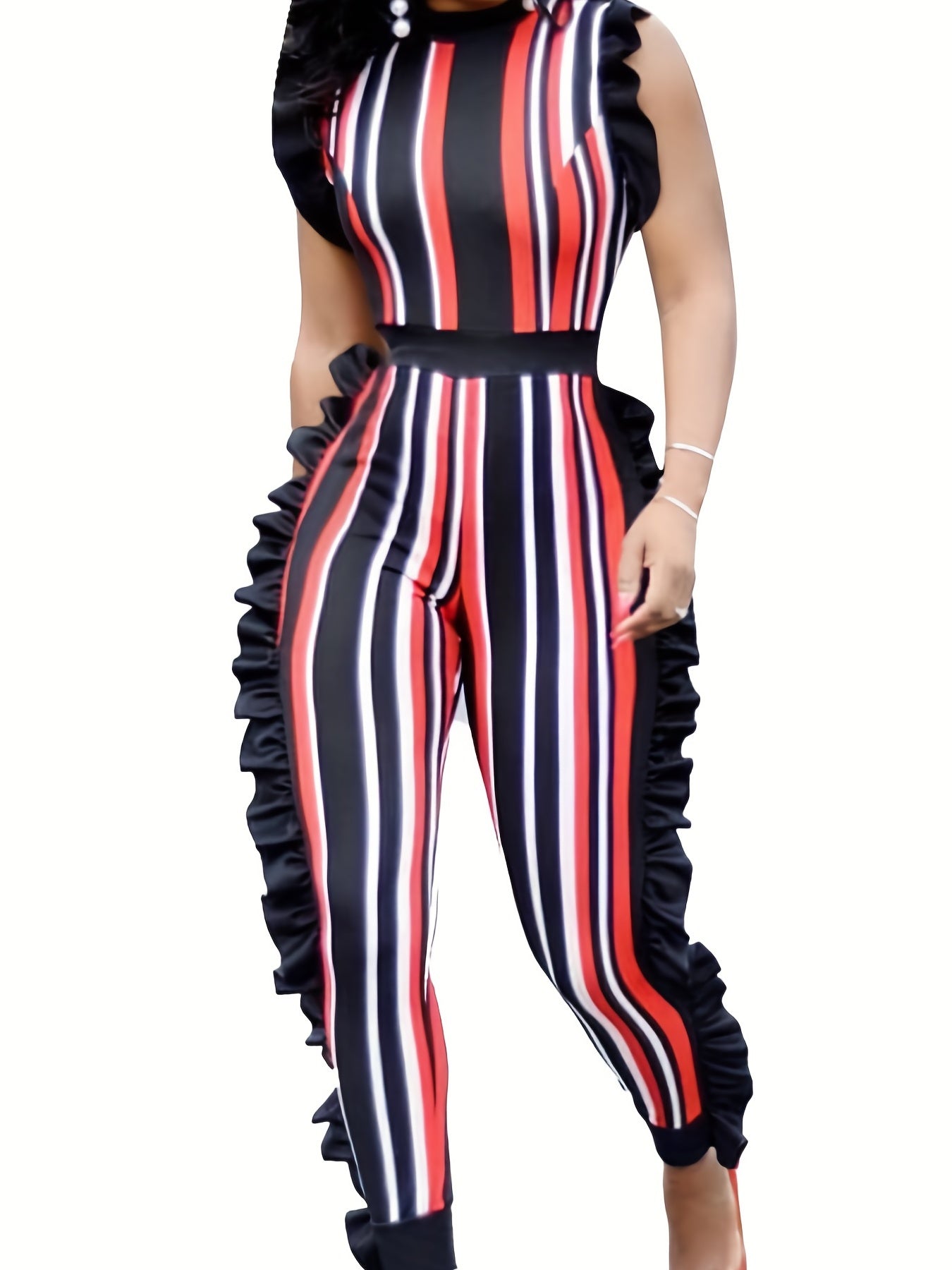 Stylish Sleeveless Vertical Stripe Jumpsuit