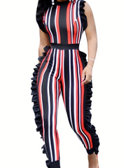 Stylish Sleeveless Vertical Stripe Jumpsuit