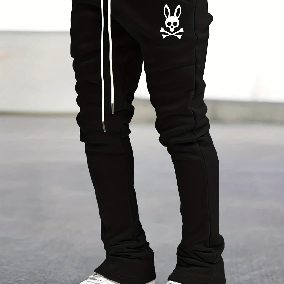 Men's Bell Bottom Pants Skull Pattern Slim Fit Streetwear