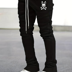 Men's Bell Bottom Pants Skull Pattern Slim Fit Streetwear