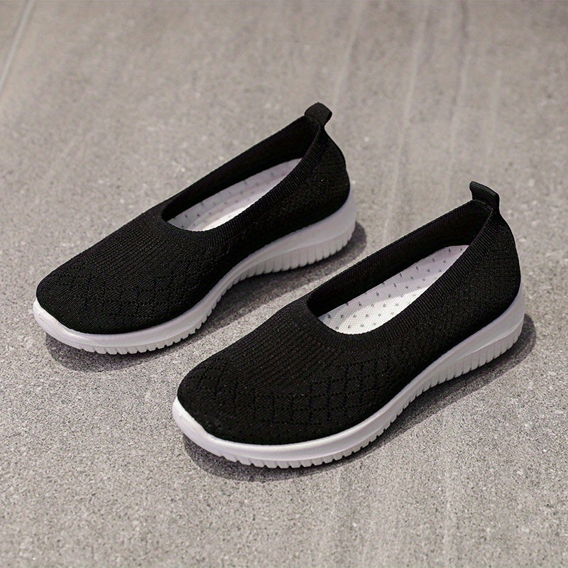 Women's Knitted Slip On Flat Shoes Soft Sole Lightweight Sock Shoes