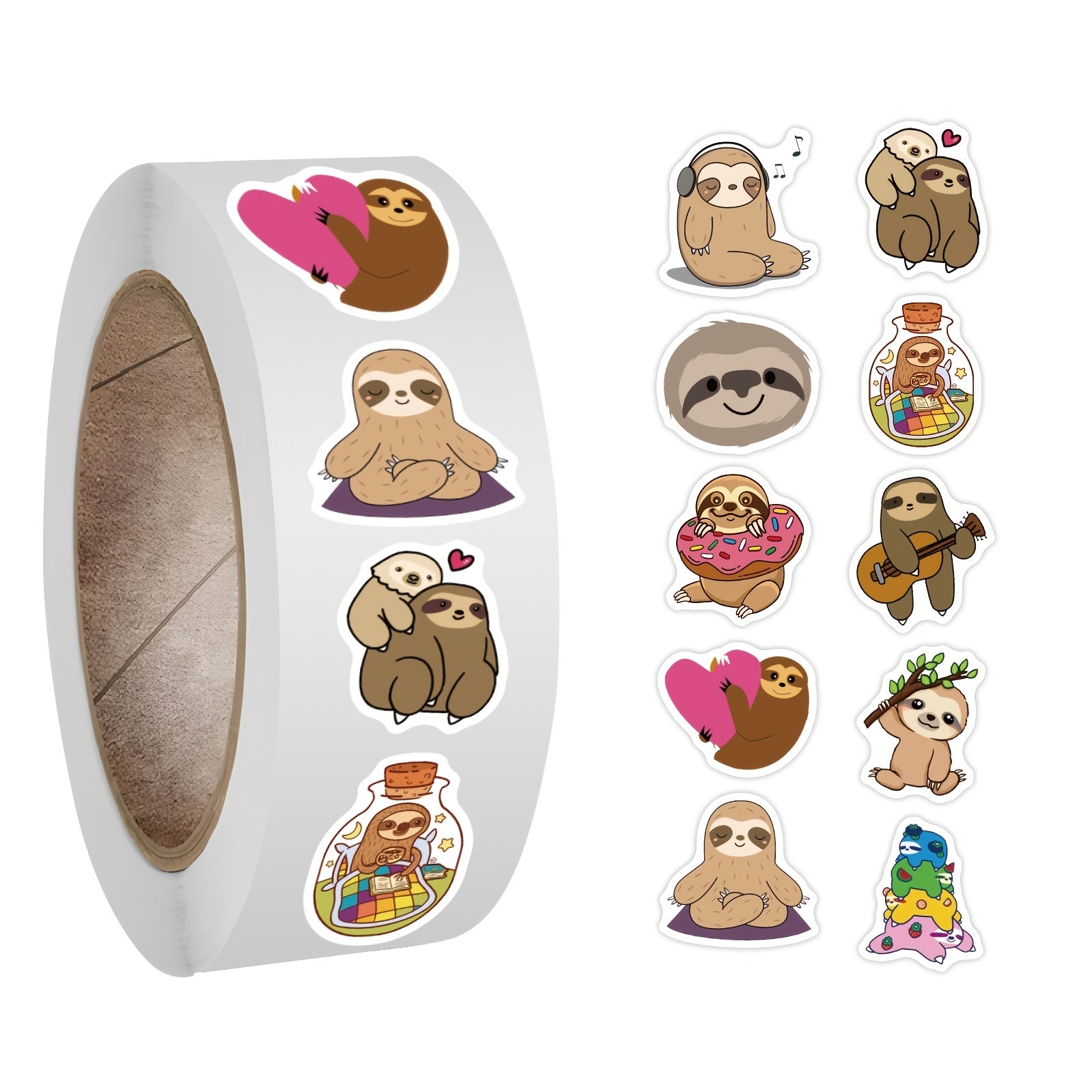 500pcs Sloth Stickers Roll Vinyl Water Bottle Stickers