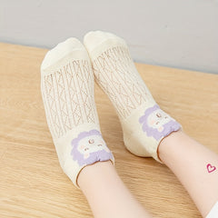 10 Pairs Girls Kids Mesh Comfy Socks Cartoon Animal Pattern Children's Sock