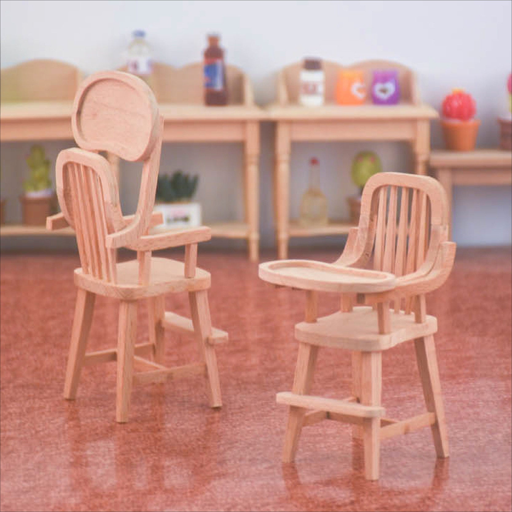 1:12 Dollhouse Rocking Chair Wood - Mini Furniture for Pretend Play