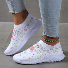 Women's Flatform Slip On Sneakers Lightweight Elastic Shoes