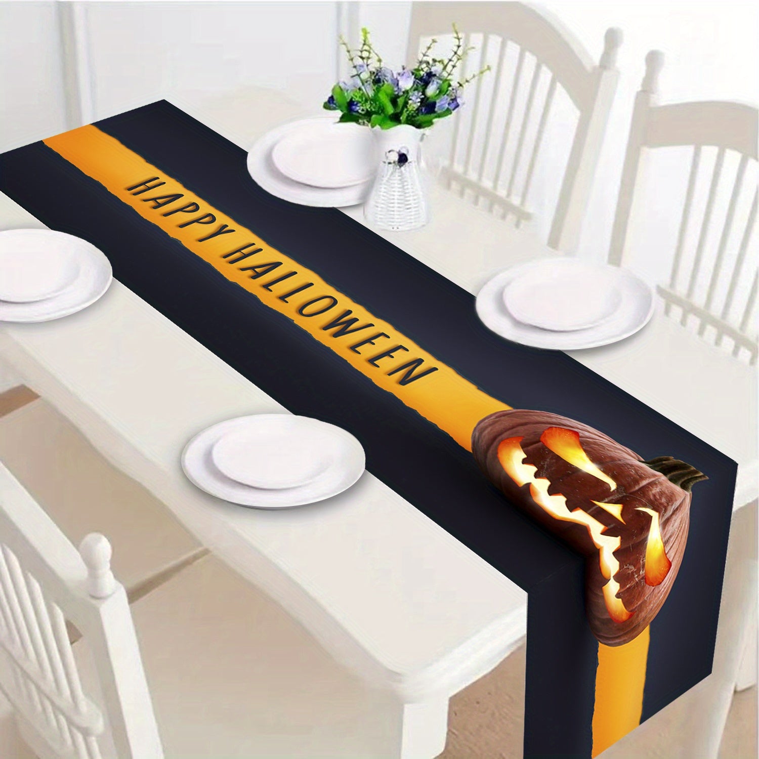 Polyester Halloween Pumpkin Horror Castle Table Runner