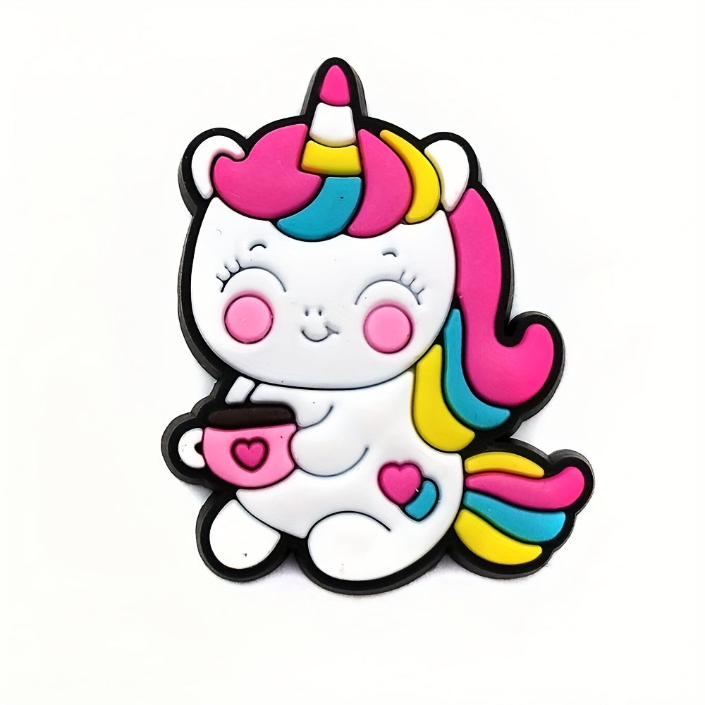 25pcs Unicorn Shoe Charms for Clogs Sandals PVC Shoe Decorations