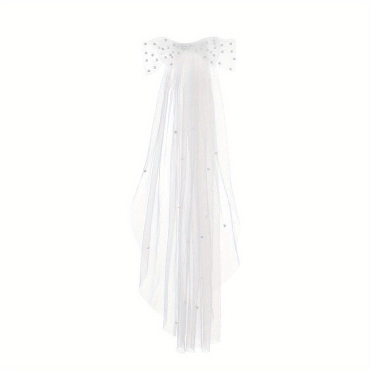 Women's Sheer Long Wedding Veil with Bow & Comb Full Train Bridal Veil