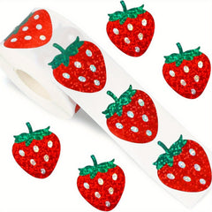 500pcs Holographic Red Strawberry Stickers for Scrapbooking Party Decor