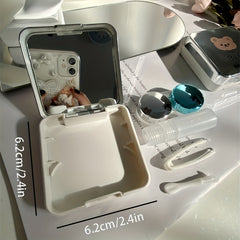 Cartoon Bear Lens Cases Travel Lens Box With Mirror Tweezers Remover Tool