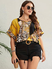 Leopard Print Short Sleeve T-shirt Women's Plus Casual Top