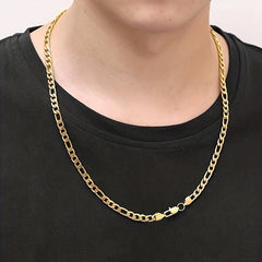 Golden Titanium Steel Chain Necklace Hip Hop Jewelry