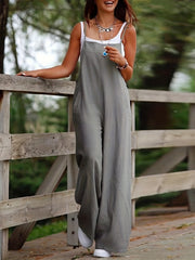 Solid Overall Jumpsuit Casual Sleeveless Spaghetti Jumpsuit