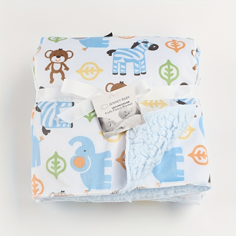 Double Layered Baby Lamb Blanket Cartoon Printed For All Seasons