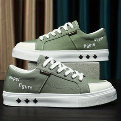 Men's Alphabet Detail Low Top Canvas Shoes Spring Summer