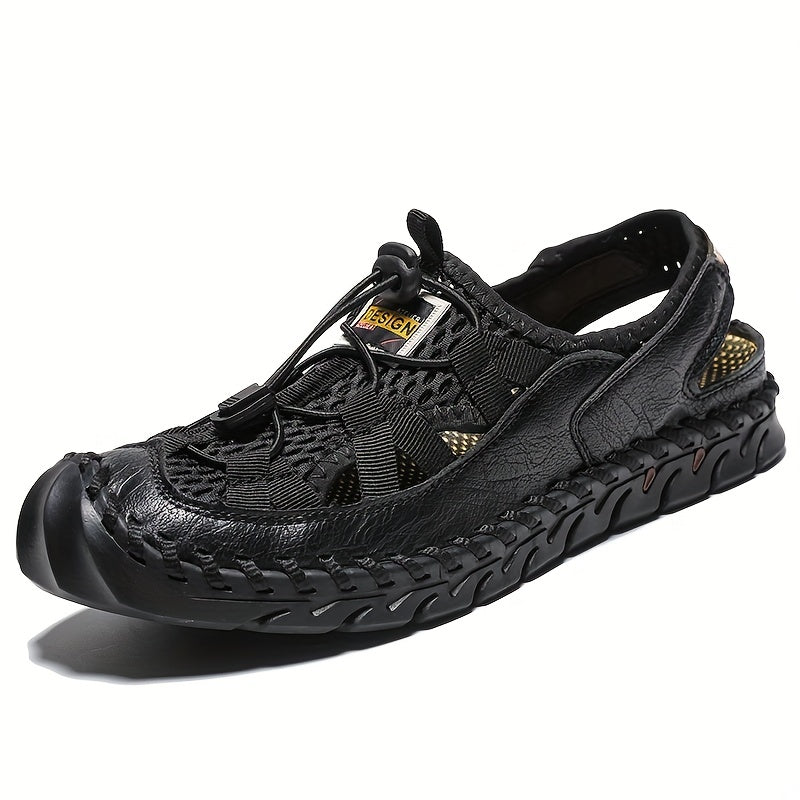 Men's Closed Toe Anti Collision Sandals Stitched Non Slip Beach Shoes