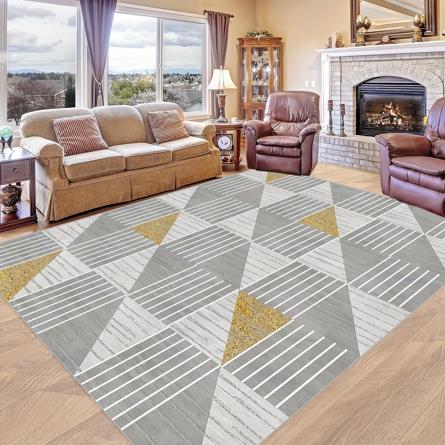 Geometric Line Checkered Carpet for Living Room Sofas Bedrooms Kitchens