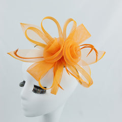 Vintage Fabric Flower Headband with Feather Closure