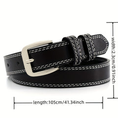 Square Pin Buckle Thin PU Leather Belt Vintage Solid Waistband