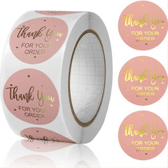 500 Pcs 1 Inch Thank You Stickers Roll for Small Business