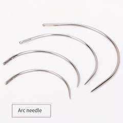 4pcs Silvery Big Eye Hand Sewing Needles For Craft Curved Needle Doll Repair