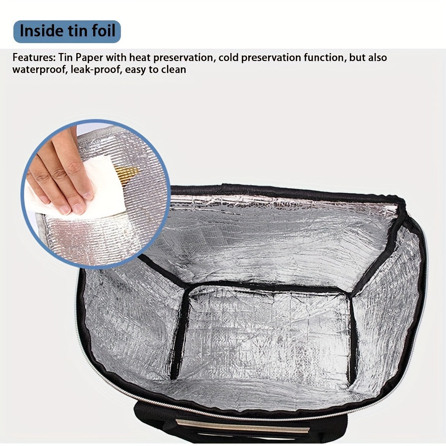 Insulated Picnic Bag with Tires - Large Capacity Oxford Fabric Cold Bag