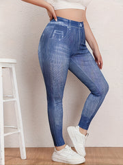  Denim Print High Waisted Leggings