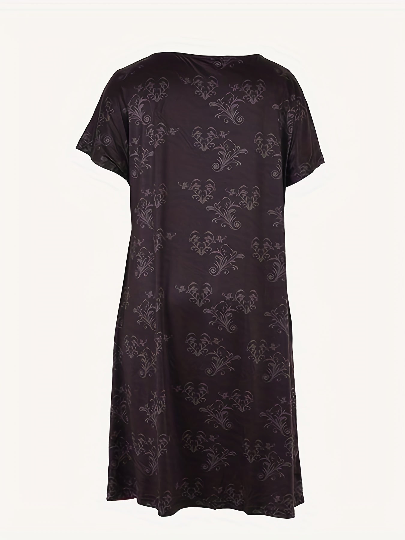  Floral Print Short Sleeve V Neck Dress