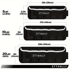 2pcs Adjustable Ankle Weights 2.5-10lbs, Strength Training Fitness Belts