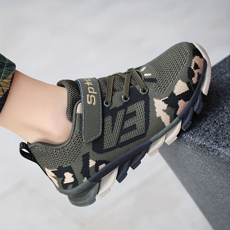 Boy's Camo Mesh Sneakers Non Slip Soft Sole Shoes For Kids Outdoor