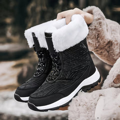 Women's Waterproof Snow Boots High Top Lace Up Hiking Boots