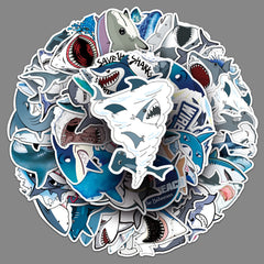 50pcs Shark Stickers Vinyl Decals for Laptops Water Bottles