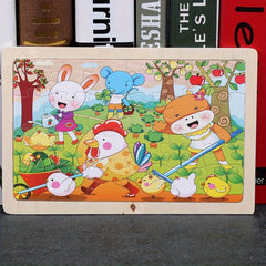 Wooden Animal Puzzle Set for Kids, 24 Pieces