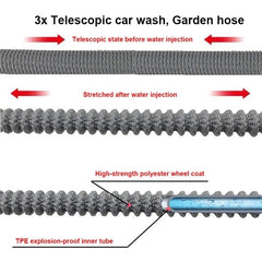 High Pressure Car Wash Water Gun 100ft Retractable Water Hose Metal Spray Head