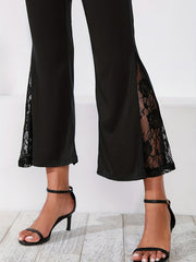  Lace Elastic High Rise Flared Leg Trousers
