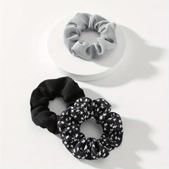 3pcs Floral Solid Hair Scrunchies Soft Fabric Fit Curly Fine Thick Thin Hair