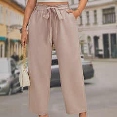 Women's Plus High Rise Wide Leg Trousers With Pockets