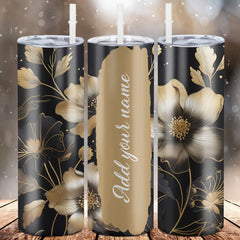 Custom Name Floral Print 20oz Stainless Steel Tumbler