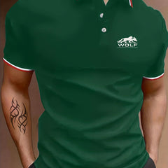 Men's Wolf Graphic Shirt Breathable Button Up Short Sleeve Shirt