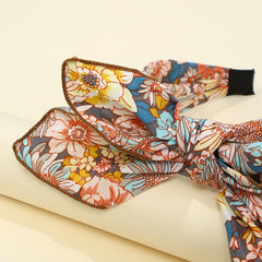 Vintage Floral Print Bowknot Hairband Retro Headband Hair Accessories