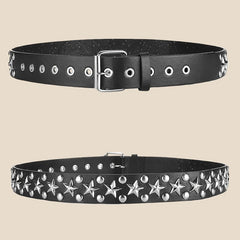Women's Punk Style Rivet Belt Star Decor PU Leather Belt