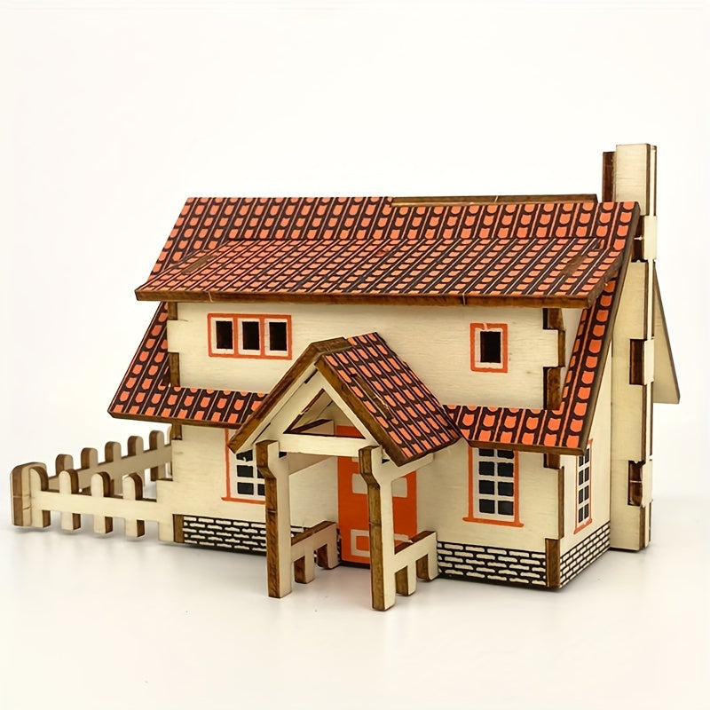 Wooden 3D Jigsaw Puzzle Cabin Model DIY Handcraft Kit Educational Kit